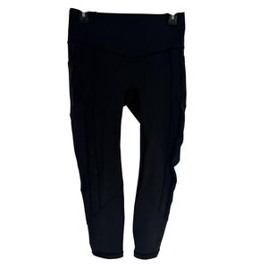 Lululemon Leggings Womens 8 Black Crop High Rise Pockets Athletic Yoga Running